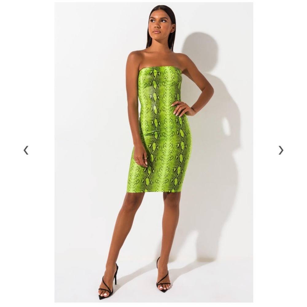 NEW with TAG. NEON GREEN SNAKE MIDI